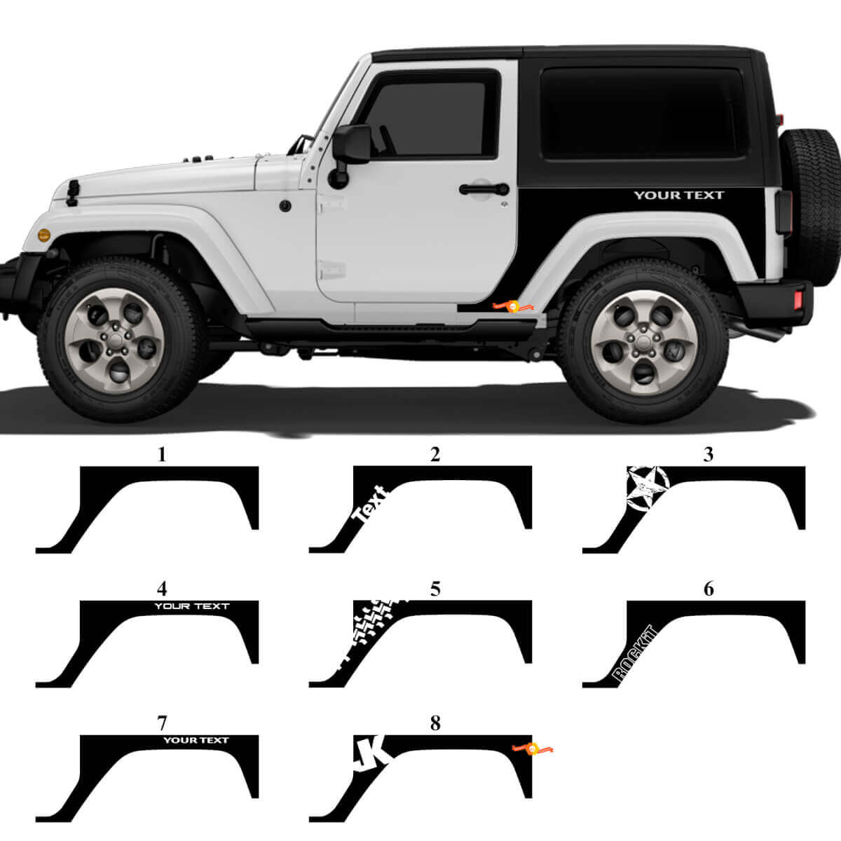 Custom Rear Quarter Side Vinyl Decal Set for Jeep Wrangler JK
