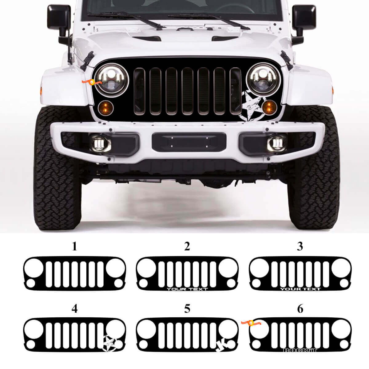 Custom Grille Blackout Vinyl Decal for Jeep Wrangler JK Rubicon