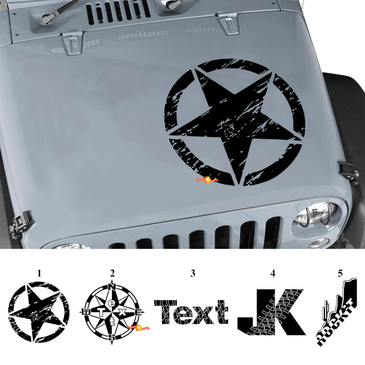 Custom Graphics Bonnet Vinyl Decal Sticker for Jeep Wrangler Rubicon JK