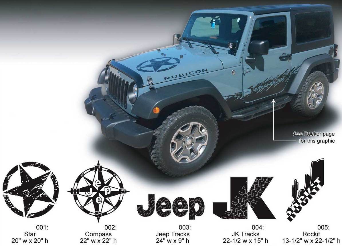 JEEP Decal Sticker Hood graphics 07-16  Wrangler Rubicon JK Rockit