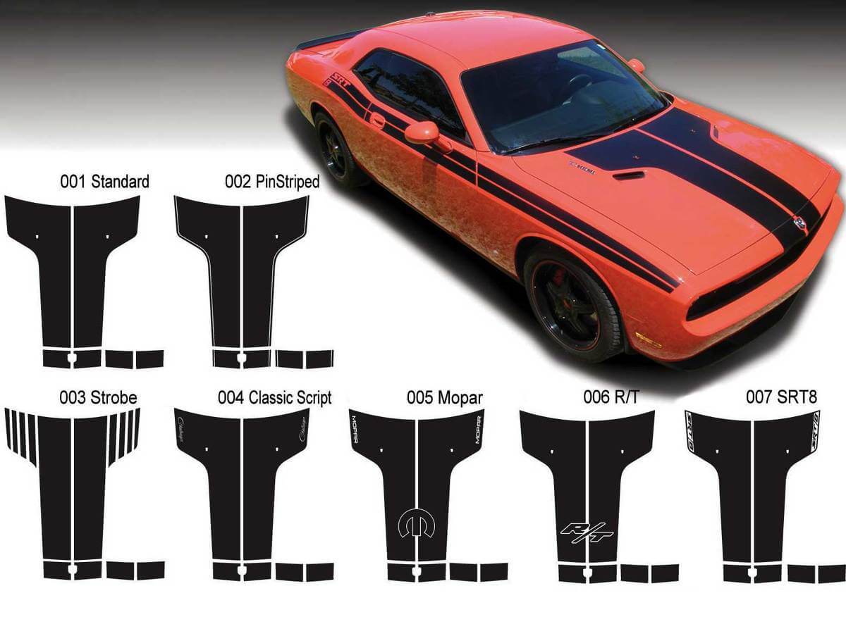 Dodge Challenger Hood T Decal Sticker Hood graphics fits to models 09-14