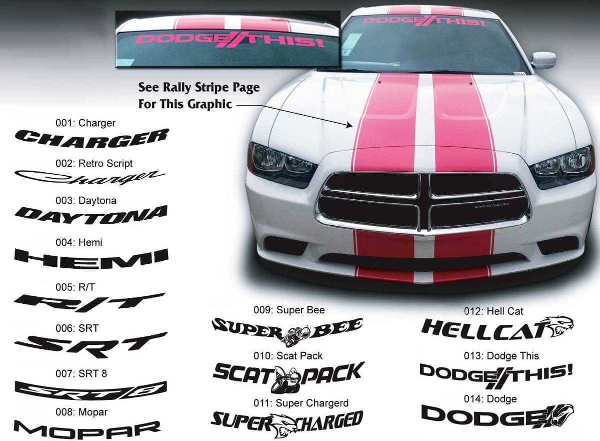 Dodge Charger HellCat Mopar Hemi SRT SRT8 Super Bee Windshield Decal Sticker graphics fits to models 11-16
