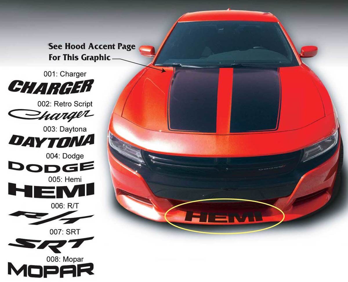 Custom Front Spoiler Vinyl Decal for Dodge Charger Daytona 2015-2016