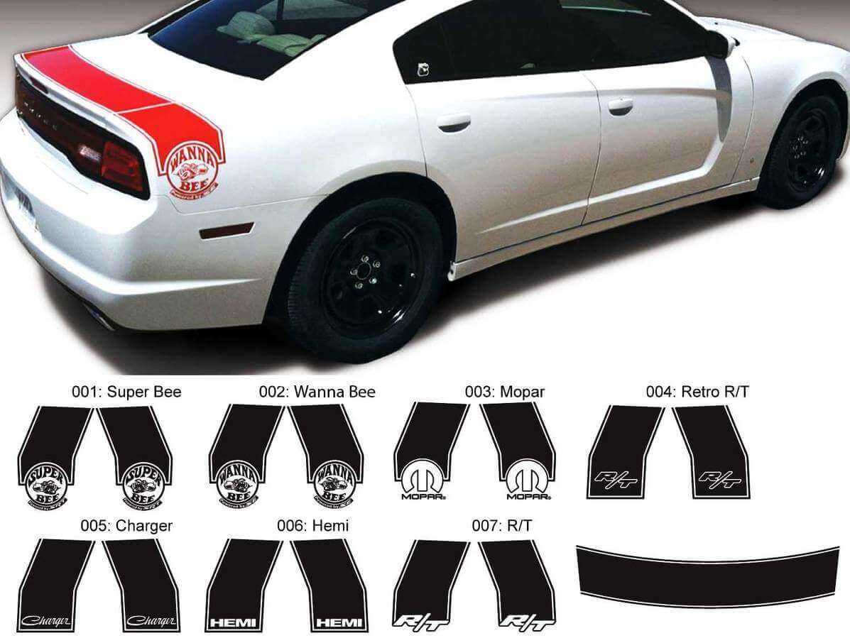Bee Band Rear Side Vinyl Decal Kit for Dodge Charger 2011-2014