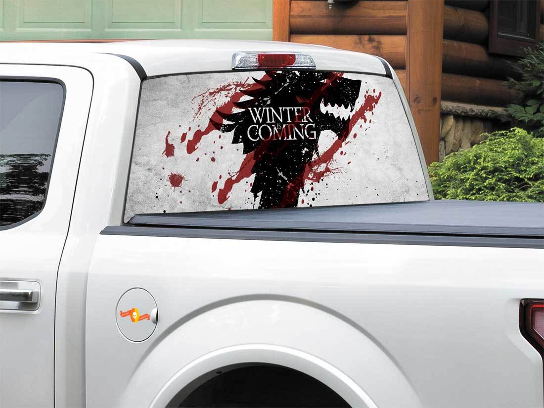 Winter is coming House Stark TV Show Game Of Thrones Rear Window Decal Sticker Pick-up Truck SUV Car any size