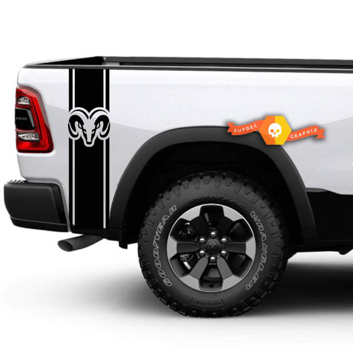 Dodge Ram RAM HEAD Rear Bed Truck Stripes Vinyl Graphic decals stickers