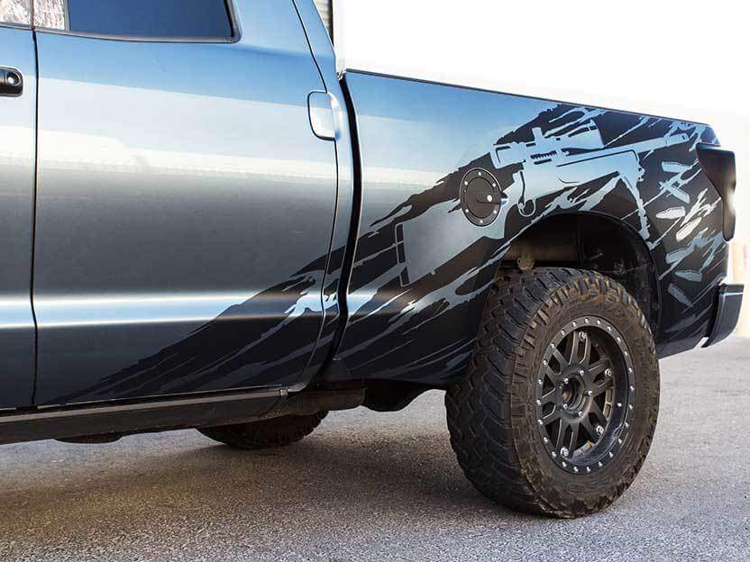 Sniper Rifle Distressed Style Side Vinyl Decal Sticker for Toyota Tundra 2007-2013