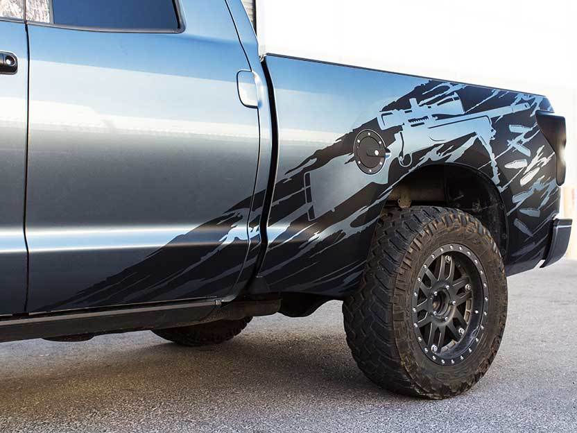 Toyota Tundra TRD 4X4 bed side GUN splash Graphic decals stickers fits models 2007- 2020