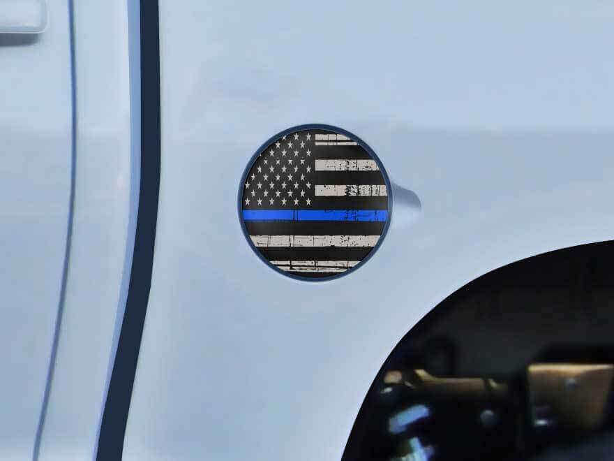 USA Flag Blue Line Gas Cap Vinyl Decal for Toyota Tundra 2014-16