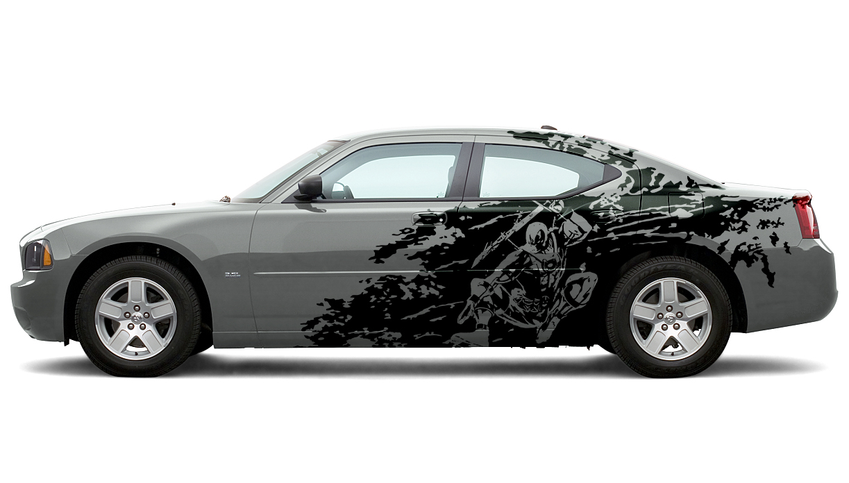 Dodge Challenger Or Charger SRT Hellcat Splash Grunge Stripes Kit Hell Cat Vinyl Decal Graphic