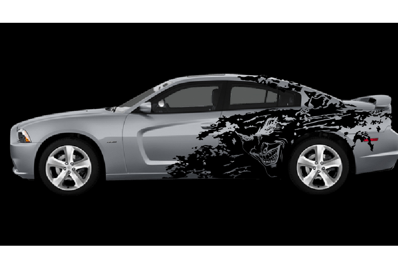 Dodge Challenger Or Charger SRT Hellcat Splash Grunge Stripes Kit Hell Cat Vinyl Decal Graphic