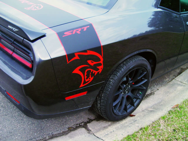 Hellcat Style Trunk Side Stripes Vinyl Decal for Dodge Challenger