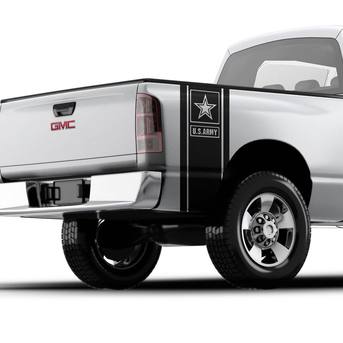 U.S. Army Style Star Truck Bed Band Vinyl Decal Set for Pickup Trucks