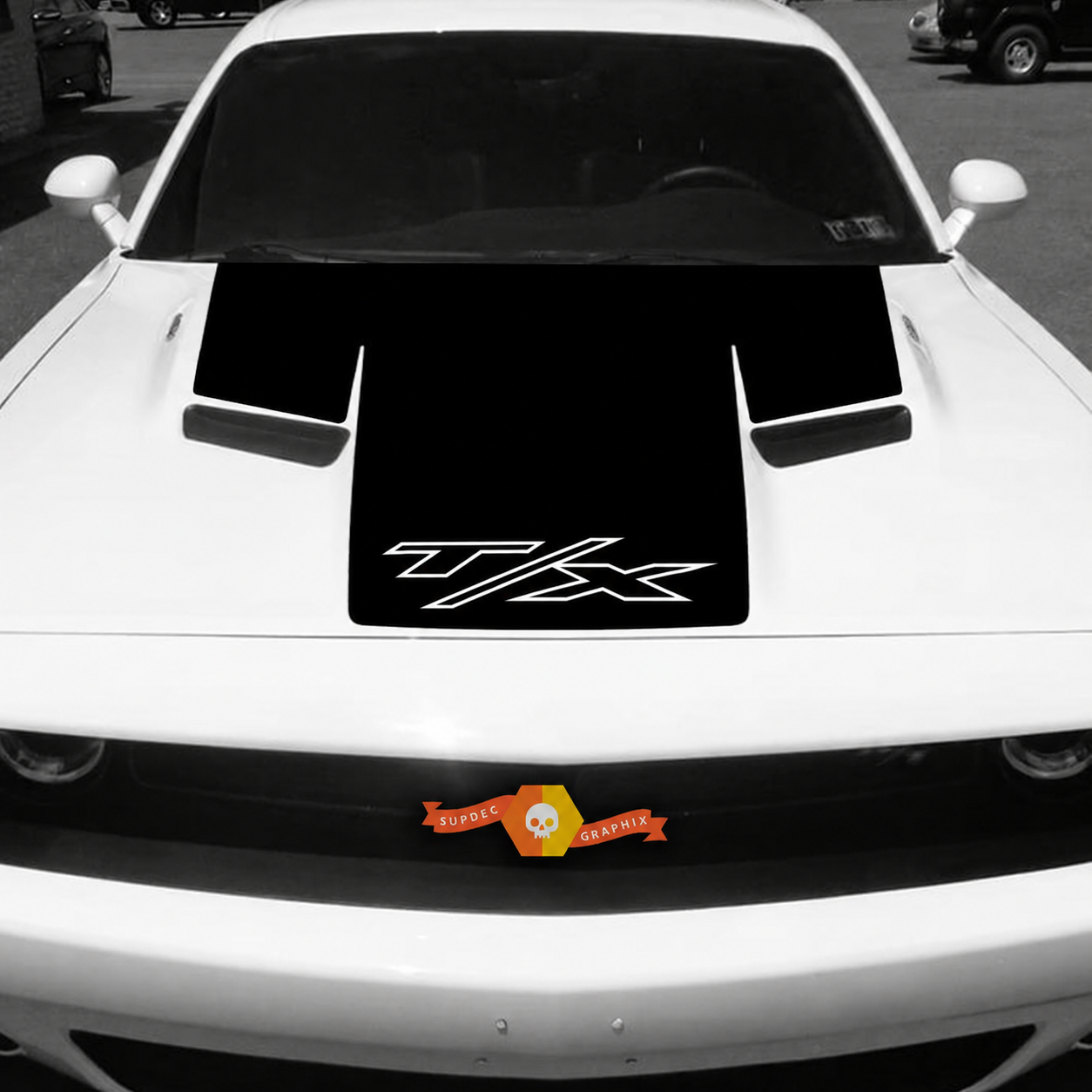 T/X Blackout Stripe Hood Vinyl Decal Sticker for Dodge Challenger 2015-2017