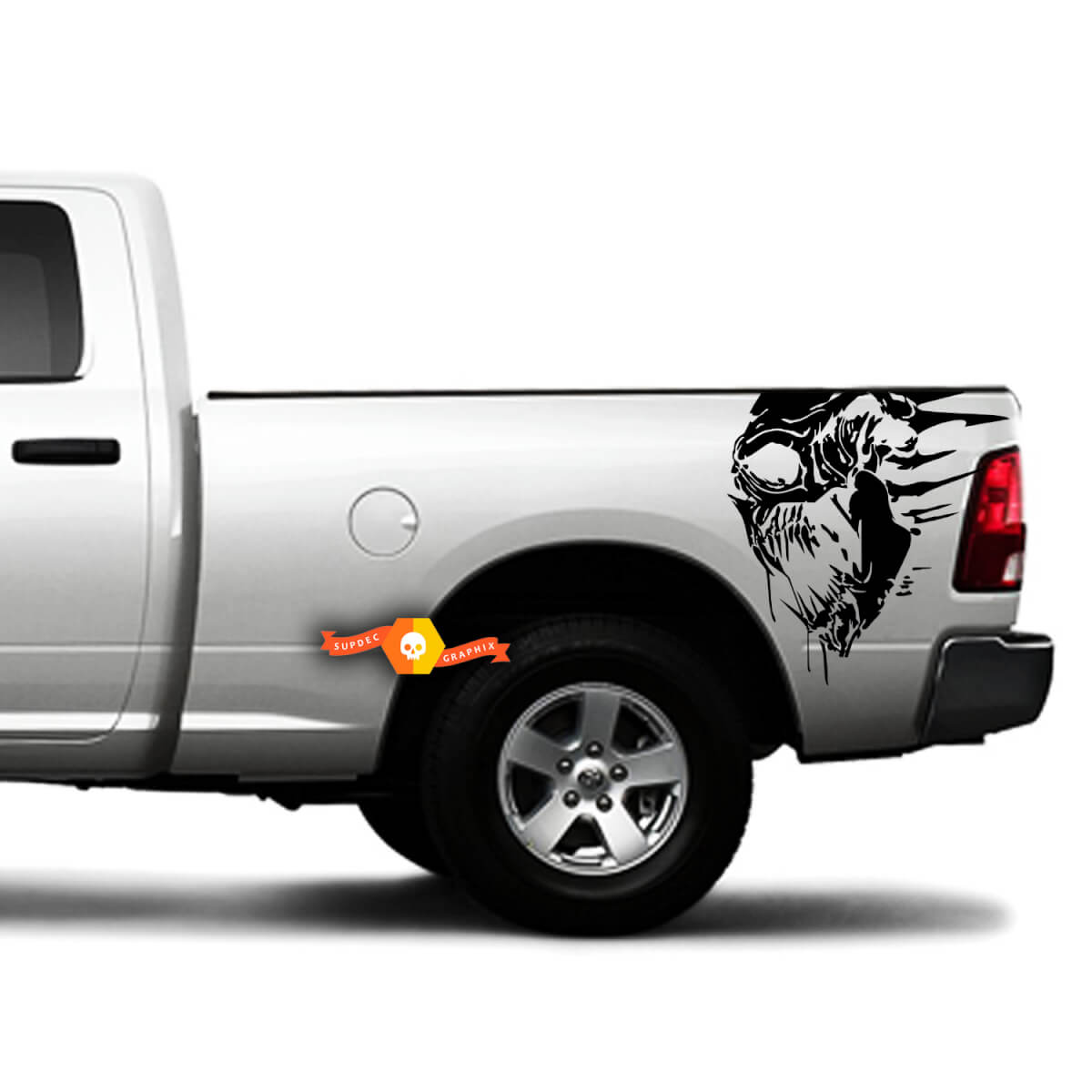 Dodge Ram Chevy Ford Grunge Skull Side Truck Vinyl Graphic Decal bed Tailgate