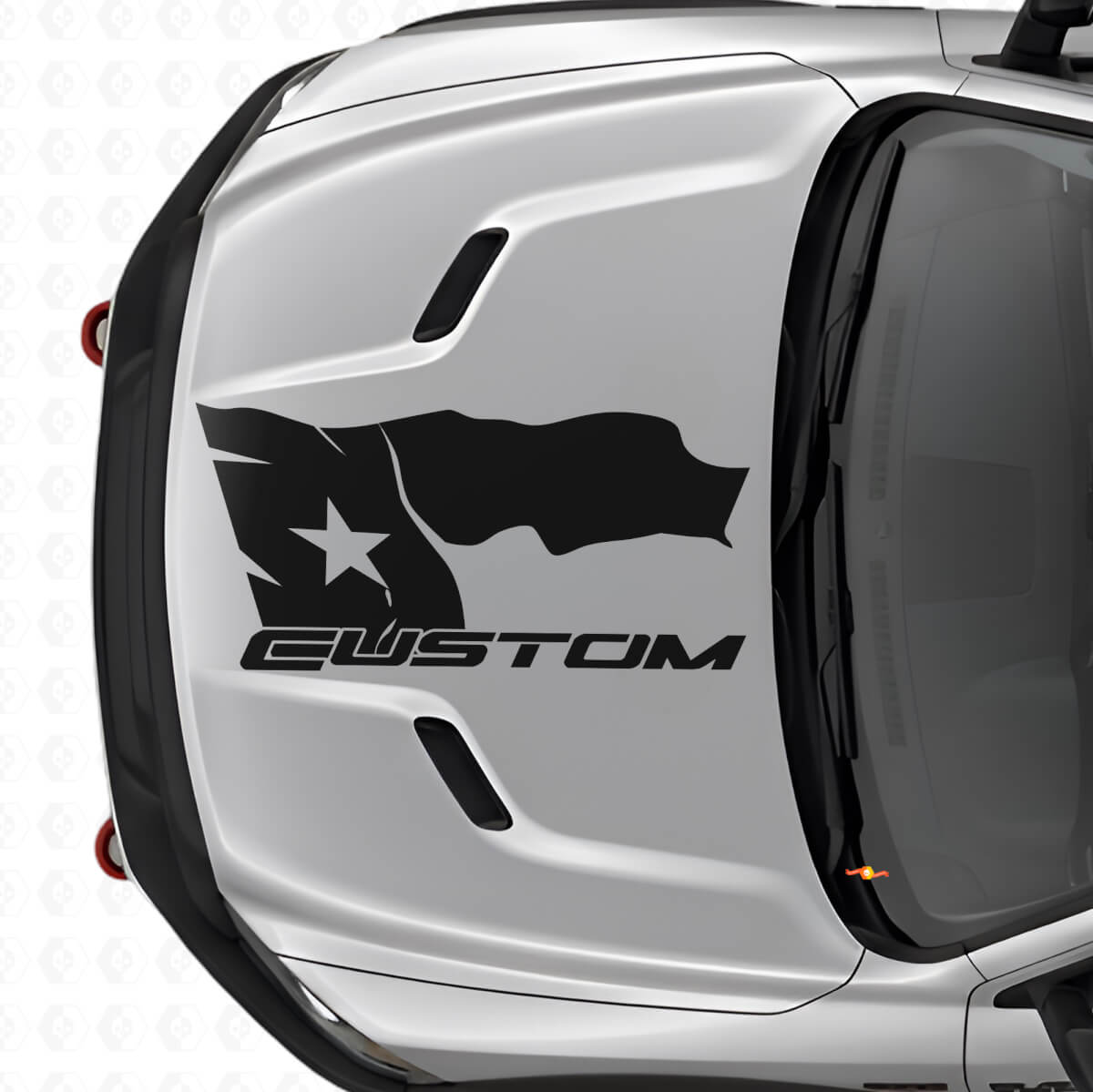 Distressed Texas Flag with Lettering Hood Vinyl Decal for Dodge Ram 2015-17