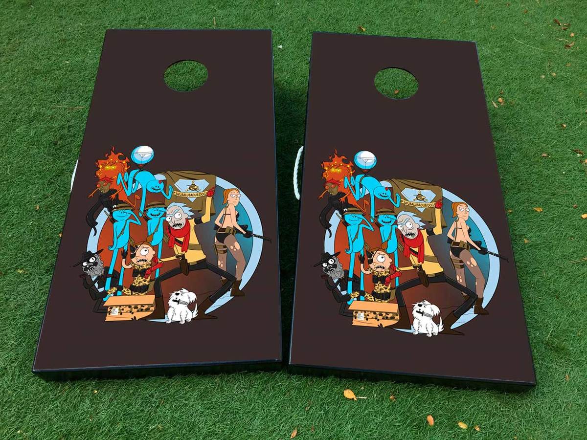 Rick and Morty 1 Cornhole Board Game Decal VINYL WRAPS with LAMINATED
