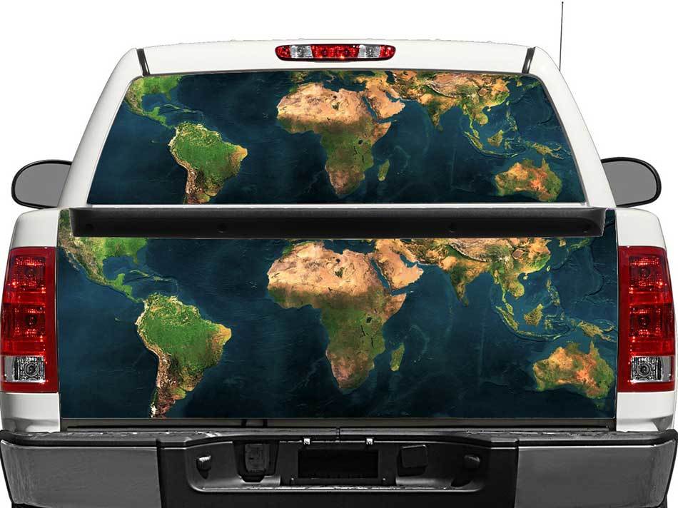 Worldwide Map Rear Window OR tailgate Decal Sticker Pick-up Truck SUV Car