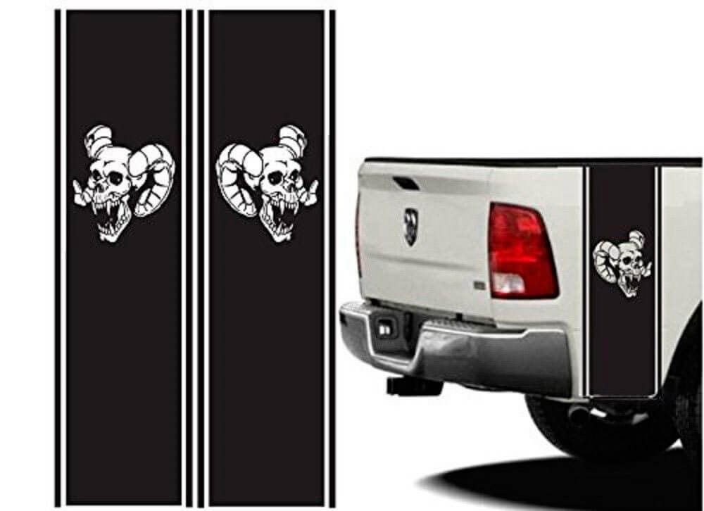 Truck Bed or Car Skull Stripe Vinyl Decal Sticker Wrap 2 for Dodge Ram Turbo