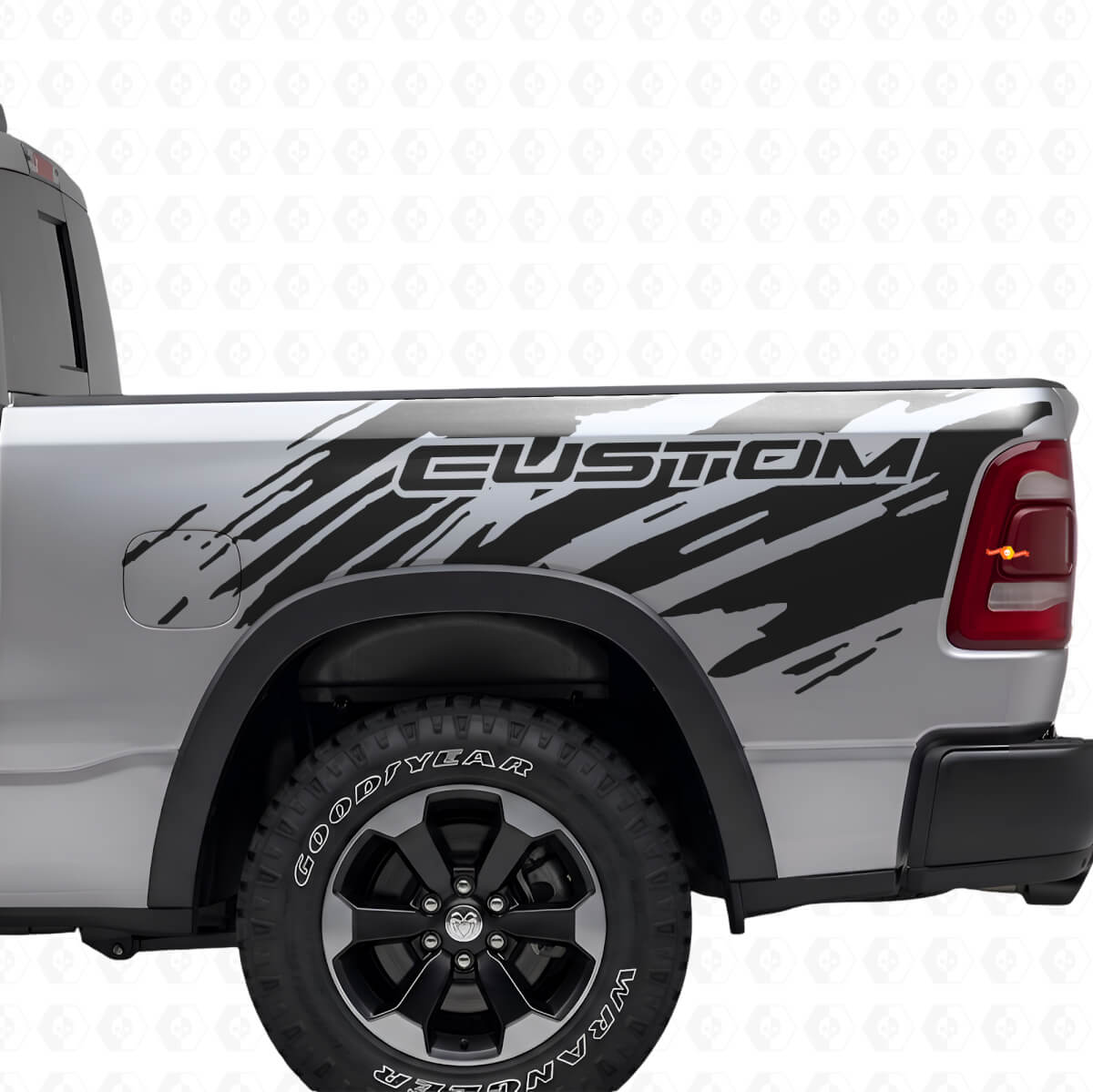 Custom Lettering Splash Style Rear Side Vinyl Decal for Dodge Ram 