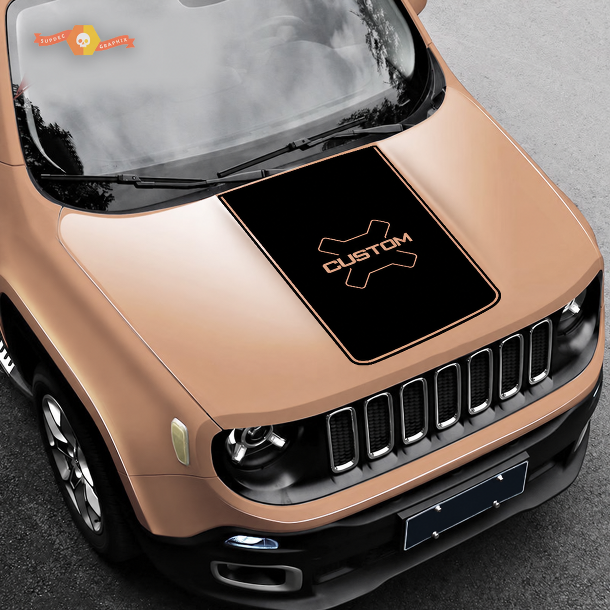CUSTOM Cross Inset Hood Panel Hood Vinyl Decal Sticker for Jeep Renegade