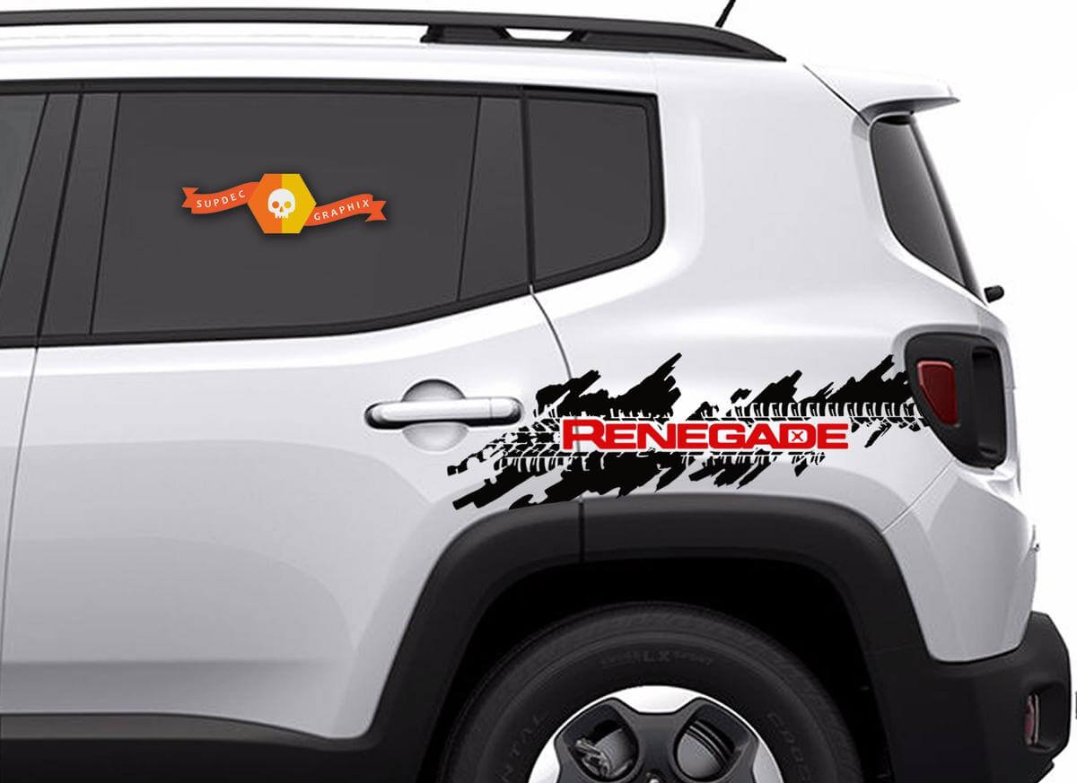 2 Color Jeep Renegade Distressed Tire Splash Graphic Vinyl Decal Sticker Side