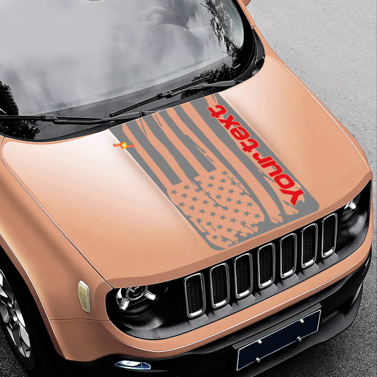 Vinyle Autocollant Dégradé Drapeau Américain pour Capot Jeep Renegade