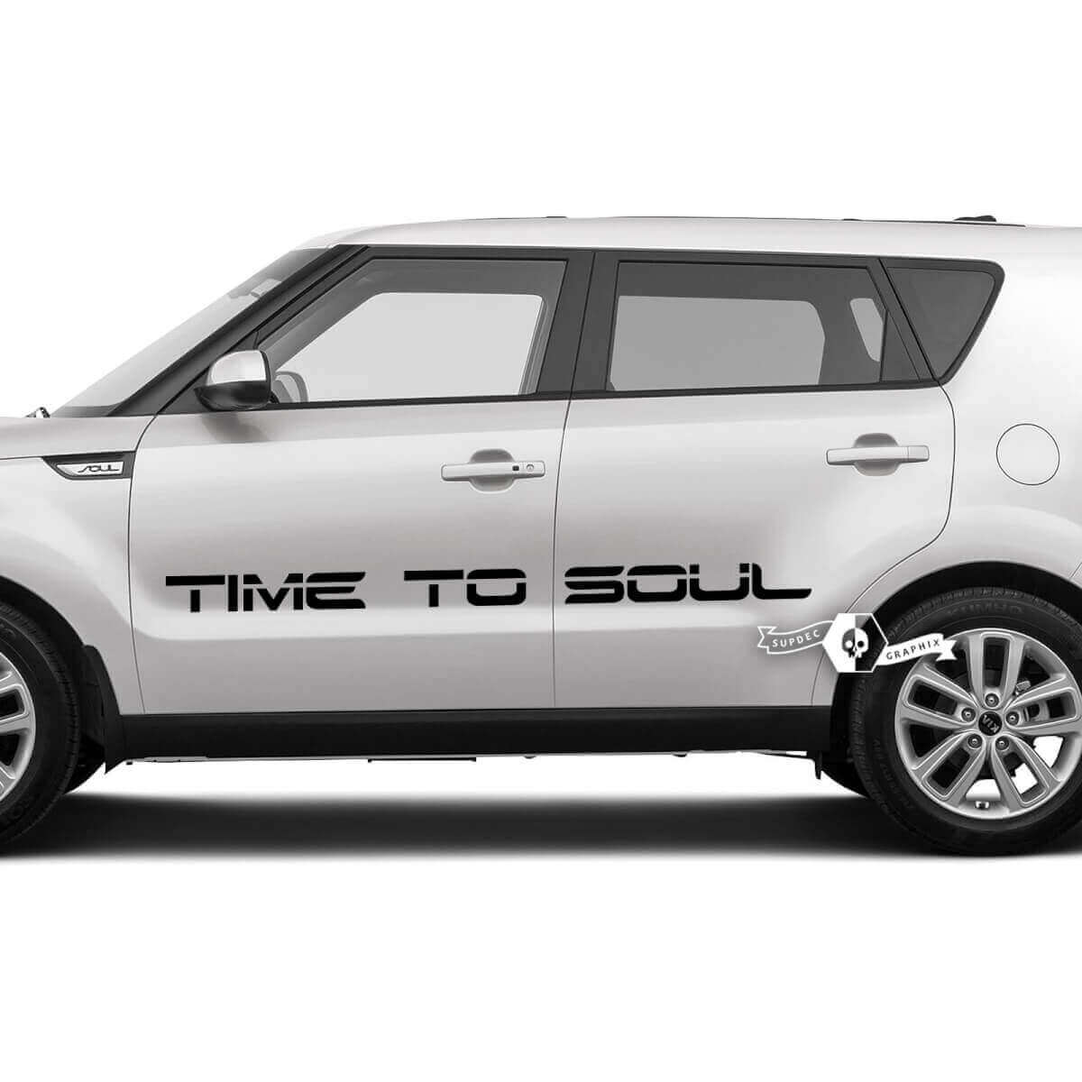 Pair Lettering Time To Soul Emblem Logo Decal Sticker Vinyl  For Kia Soul
