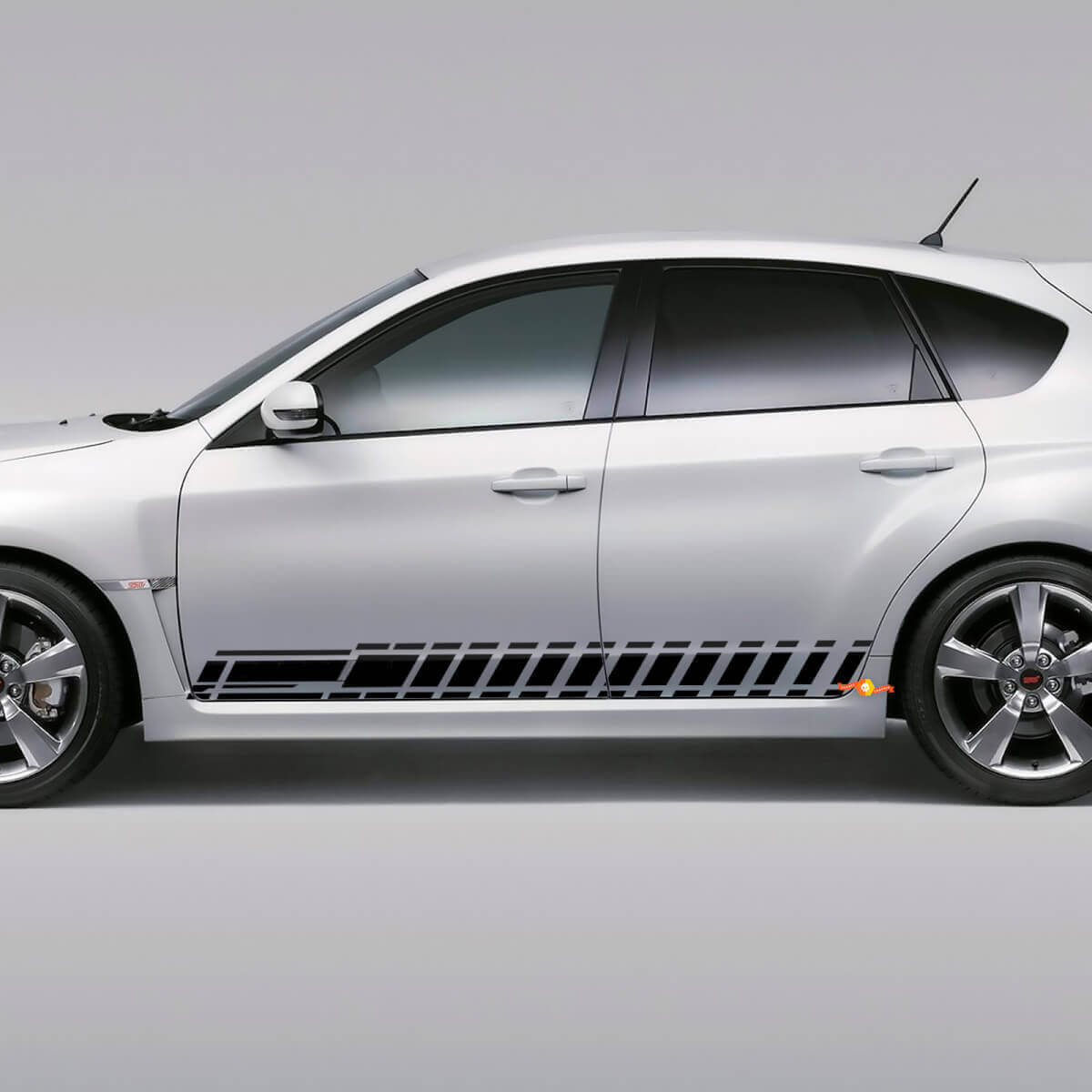 Checkered Side Stripes Vinyl Decal Kit for Subaru Impreza Hatchback WRX STI 2007-12