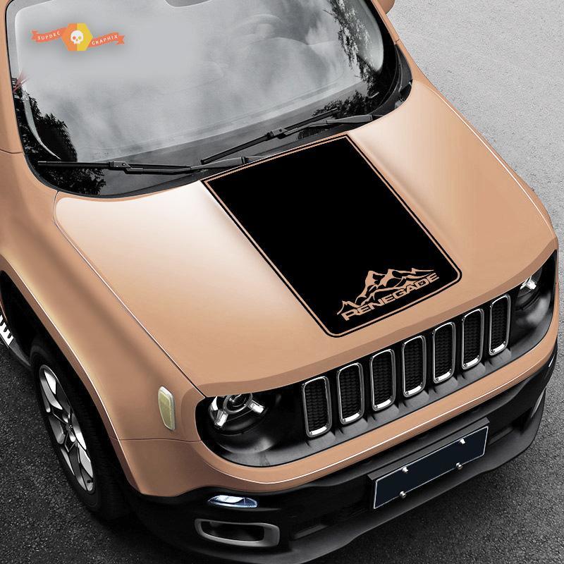 Jeep Renegade 2015, 2016 & 2017 Blackout Vinyl Hood Sticker Decal Mountains style 2
