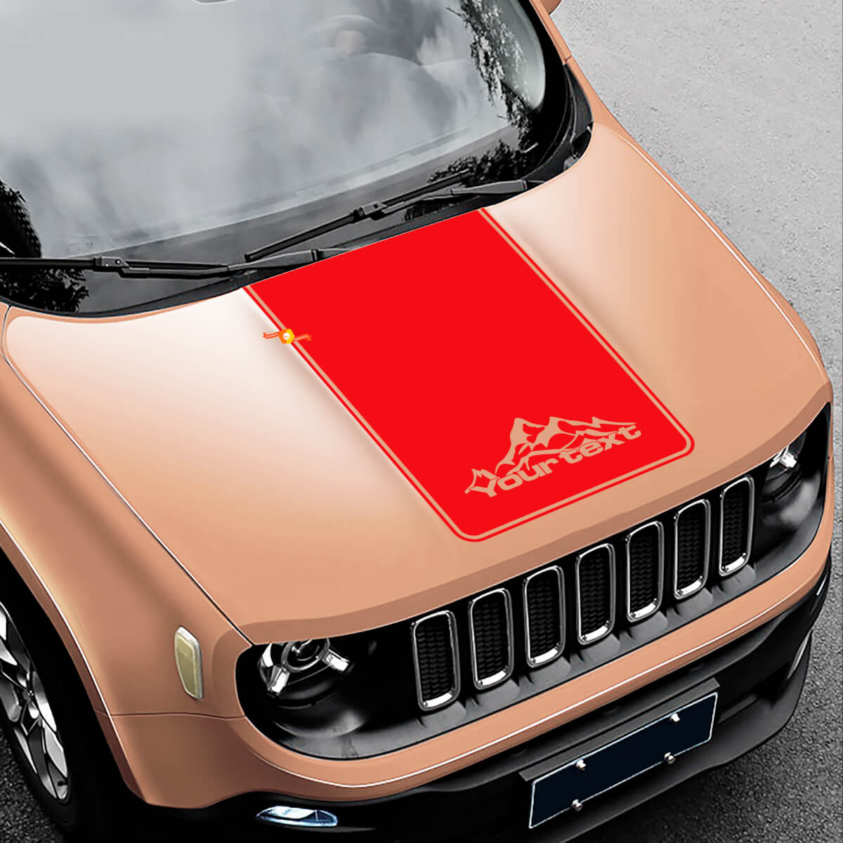 Autocollant Vinyle Style Montagnes Noir pour Capot 2 pour Jeep Renegade