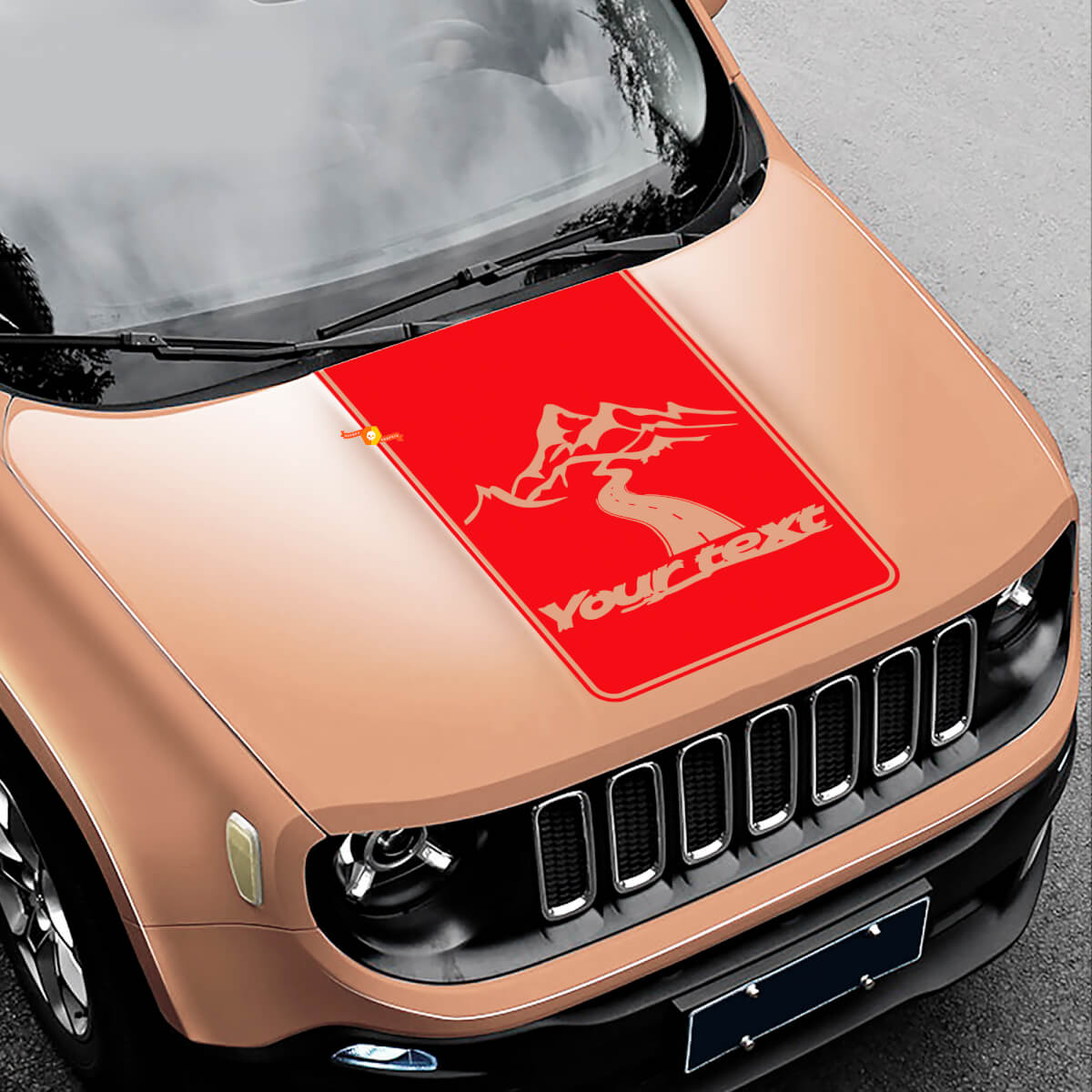 Road To Mountains Style Blackout Vinyl Bonnet Sticker Decal for Jeep Renegade
