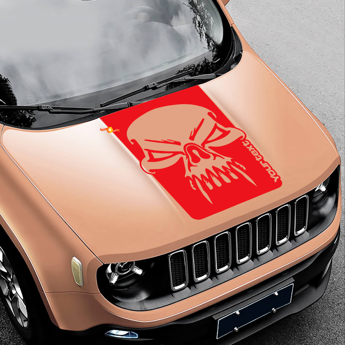 Skull Grunge Graphic Bonnet Vinyl Decal Sticker Side for Jeep Renegade