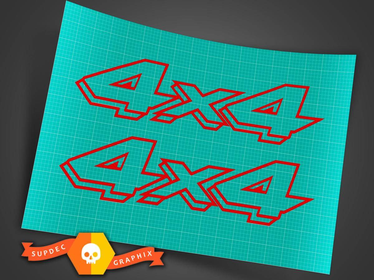 4X4 Outline Off Road Decals Sticker 4WD Truck Musclecar Chevy Dodge Toyota GMC Logo