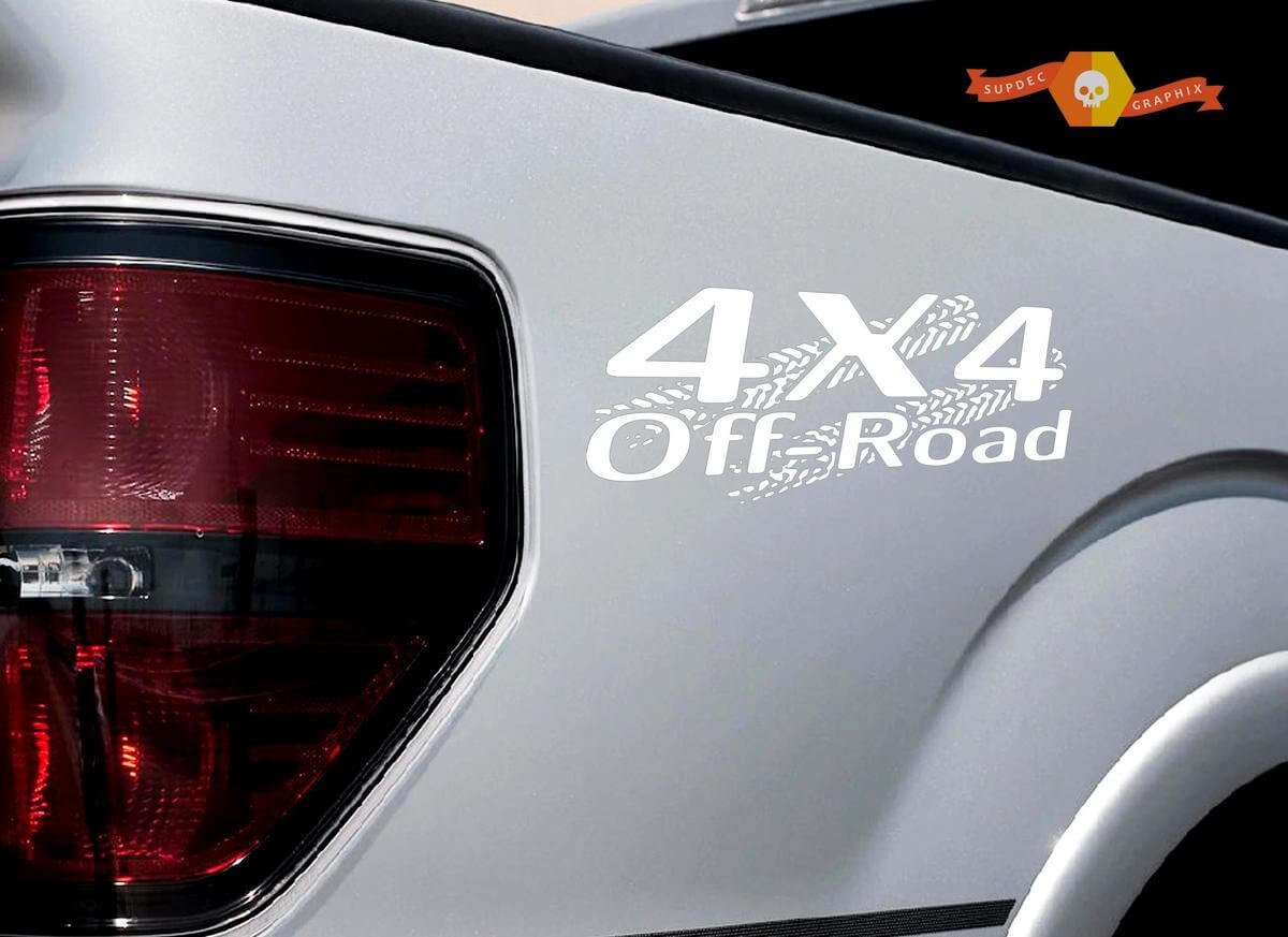 4x4 OFF ROAD Tire Track Decal Sticker Truck TRD Tacoma Jeep Dodge Chevy Ford Wht