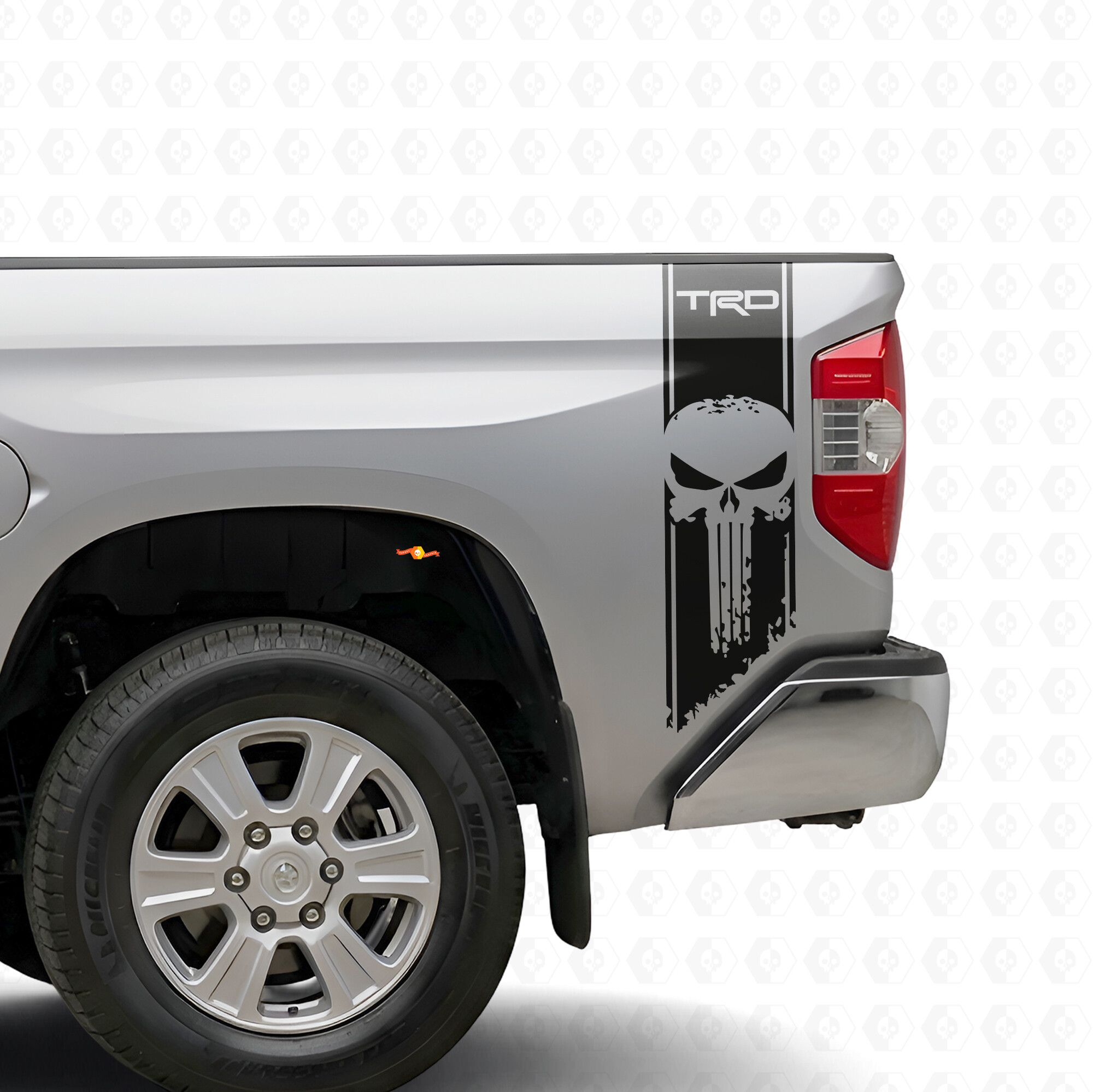 TRD Punisher Vertical Stripes Bedside Vinyl Decal Sticker for Toyota Tundra 2016-2017