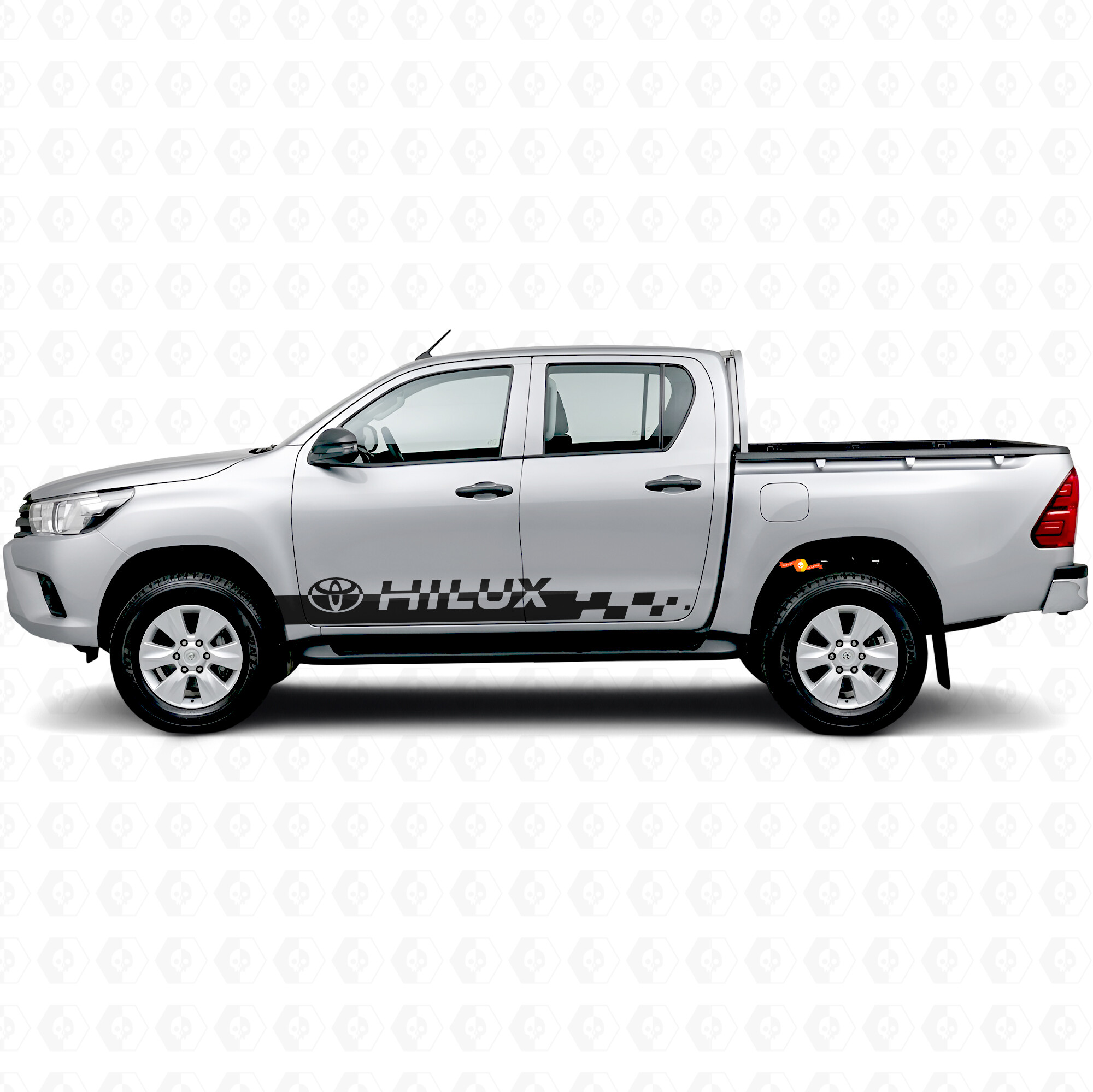 Hilux Logo Checkered Stripes Side Vinyl Decal Sticker for Toyota Hilux