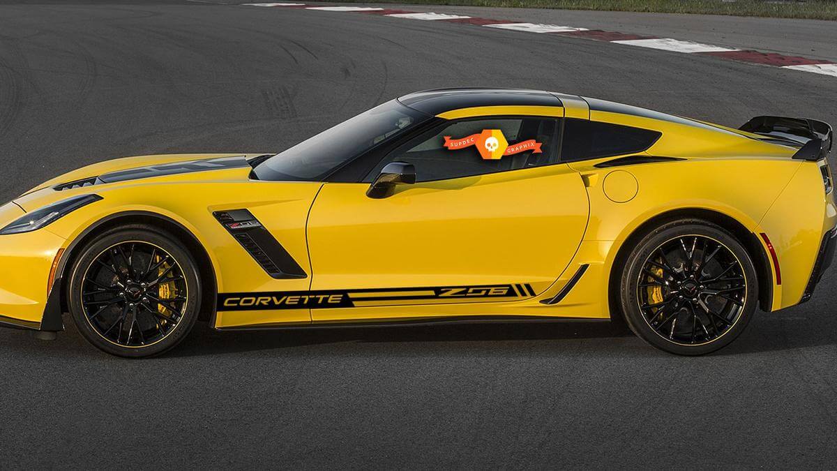 Racing Side Stripe Vinyl Decal For Chevrolet Corvette Z06 C6 C7 2005-2018 