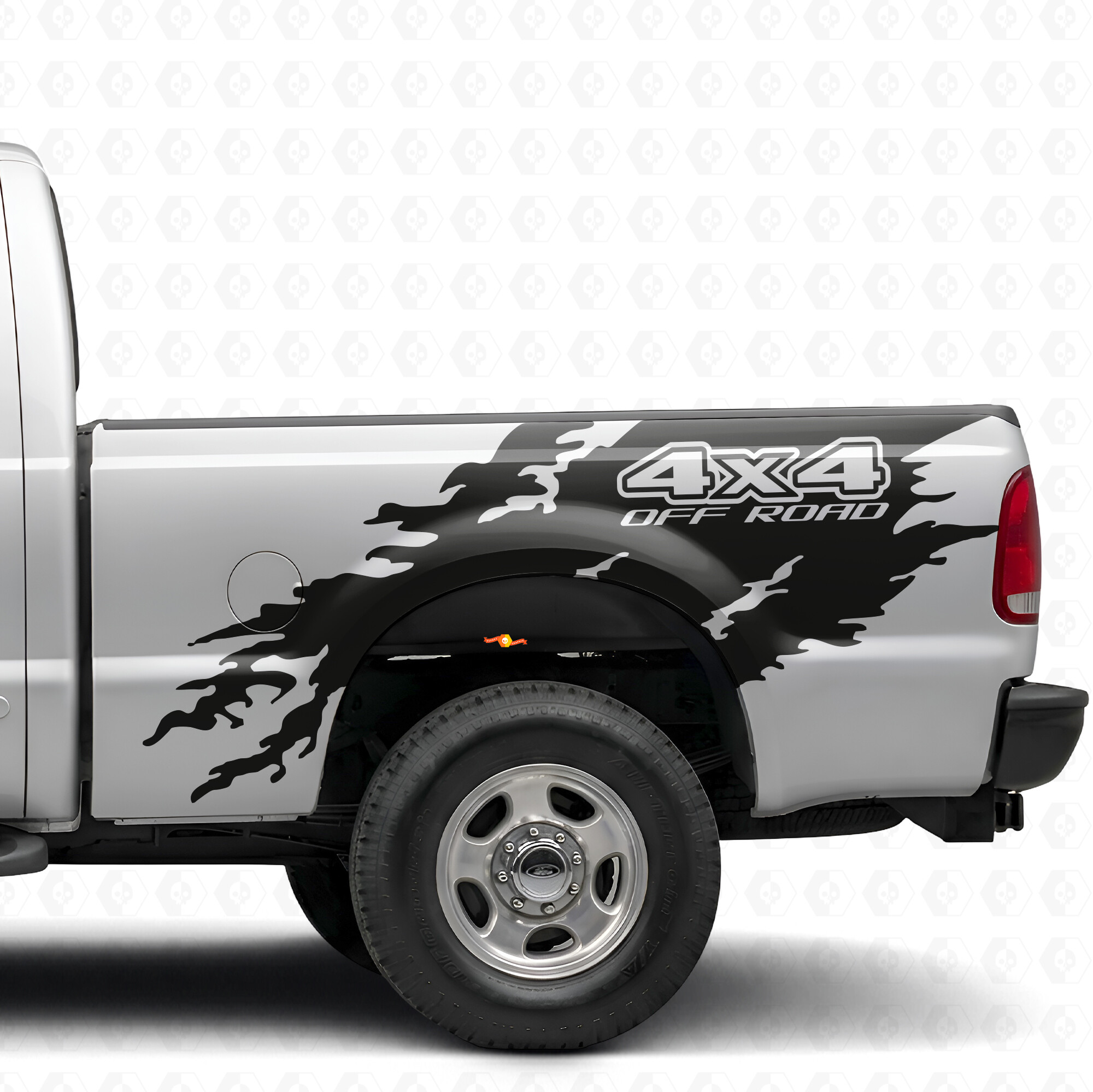 4x4 Off Road Torn Splash Bedside Vinyl Decal Sticker for Ford F-250 1999-2006