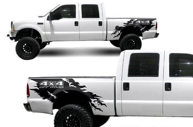 4x4 Torn Wrap Kit Vinyl Decal 2 for Ford F-250 1999-2006
