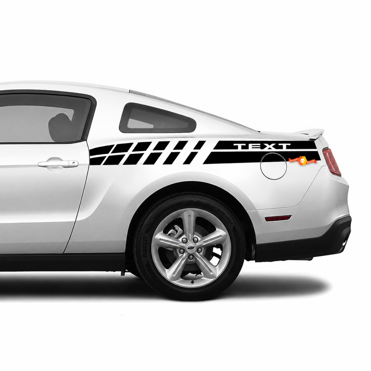 TEXT Segmented Double Stripe Rear Fender Vinyl Decal Sticker for Ford Mustang 2010-2020