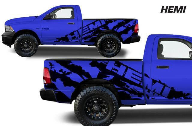 Hemi Style Mud Splash Side Vinyl Decal Kit for Dodge Ram 1500-3500 2009–2018 