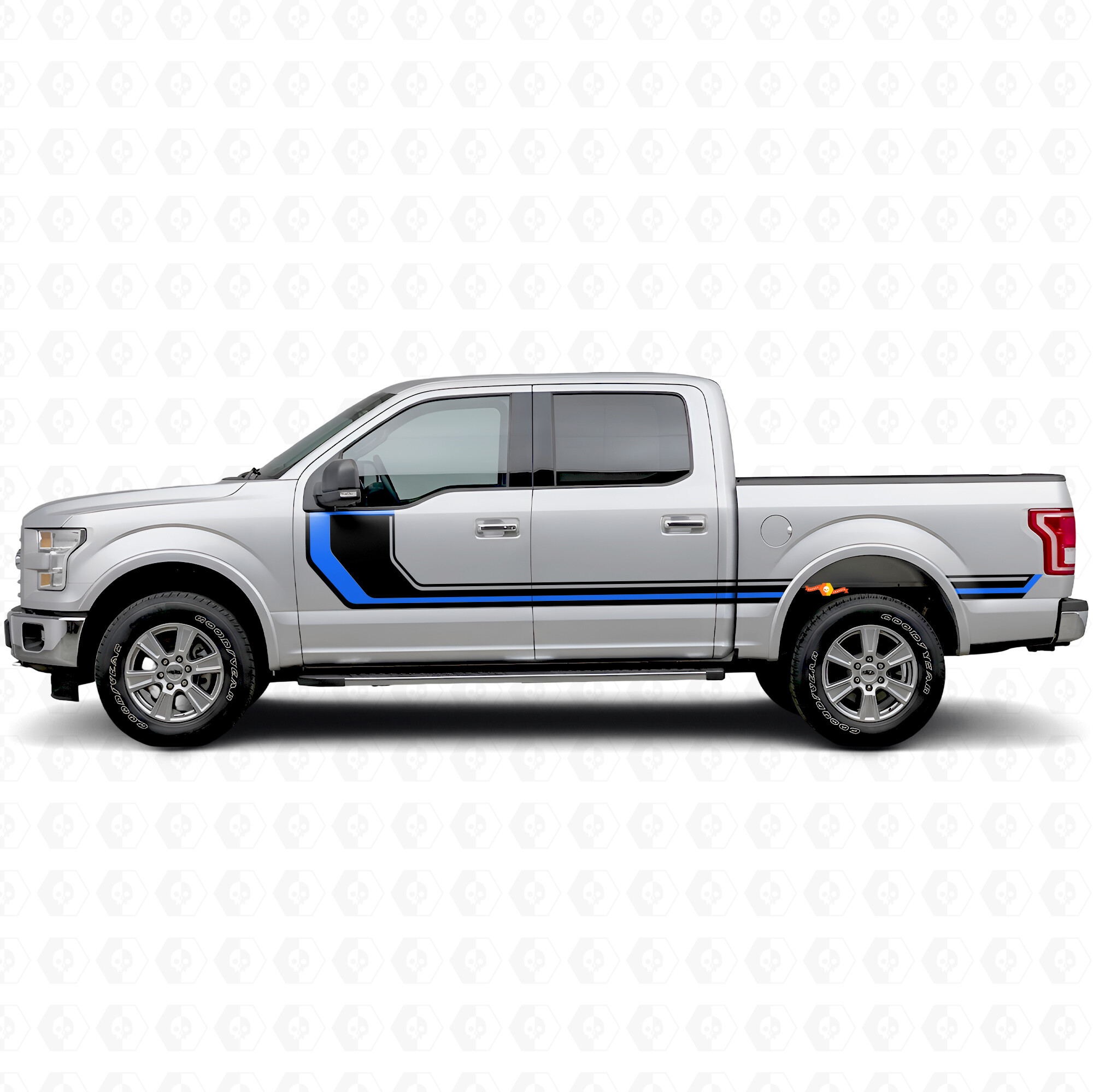 Rally Stripes Side Bedside Door Vinyl Decal Sticker for Ford F-150 2015-2017