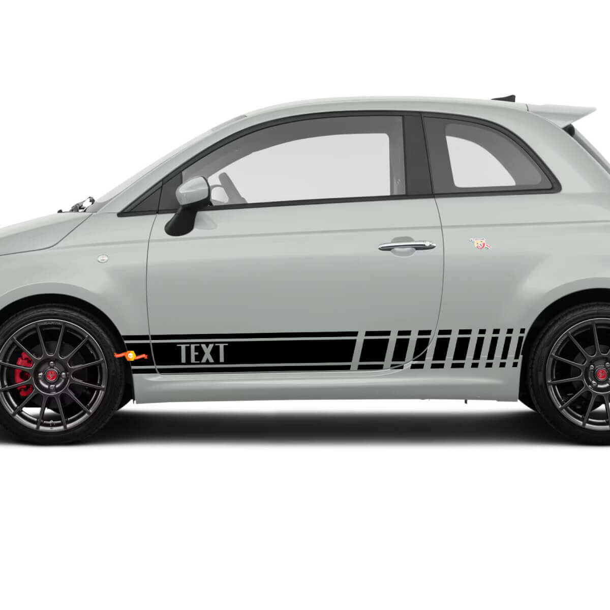 Adhesive Vinyl Sticker with Custom Text Graphics for Fiat 500 Abarth Racing