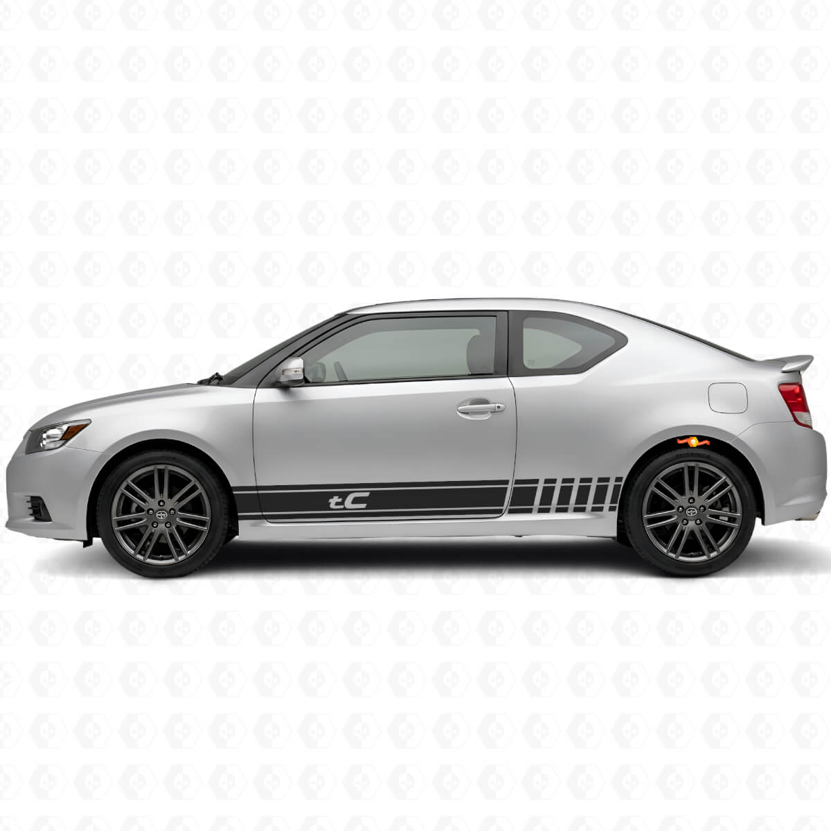Branded Racing Style Stripes Side Vinyl Decal Kit for Scion tC