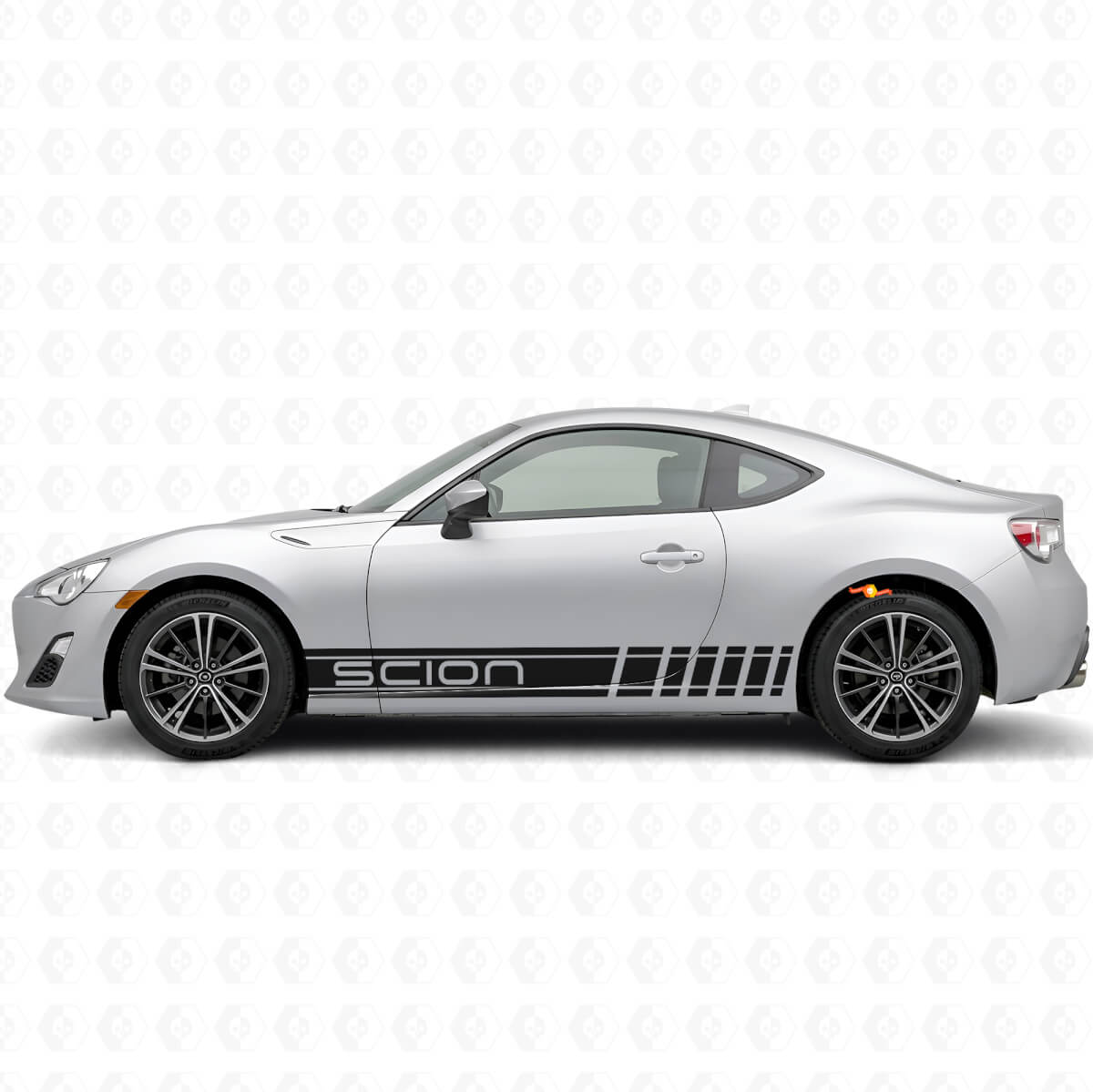 Branded Racing Style Stripes Side Vinyl Decal Kit for Scion FR-S