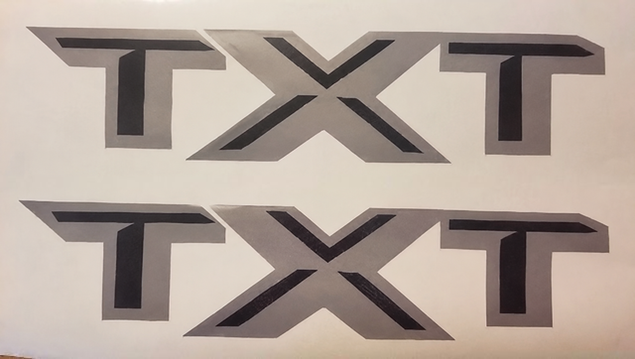 TXT Gray and Black Matte Side Vinyl Decal Set for Musclecar truck XTR