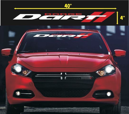 Dart Logo with Dual Stripes Windshield Vinyl Decal Sticker for Dodge Dart