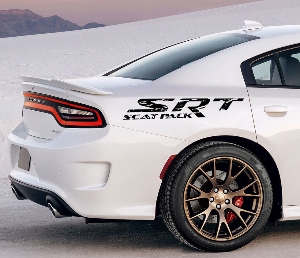 SRT Scat Pack Distressed Style Side Vinyl Decals for Dodge Charger Challenger