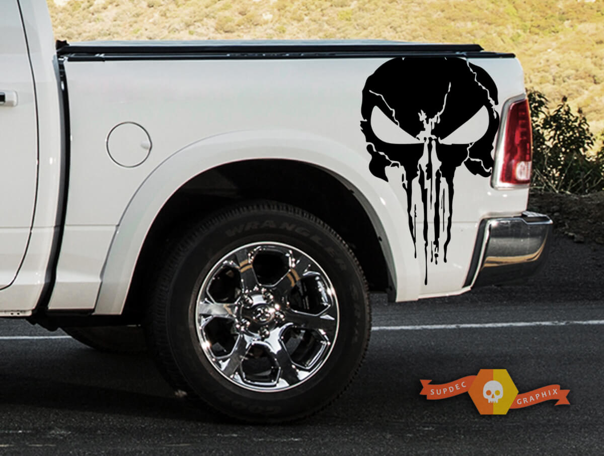 Punisher Grunge Splatter Decal Dodge Ram Car Truck SUV Vehicle Graphic Pickup
